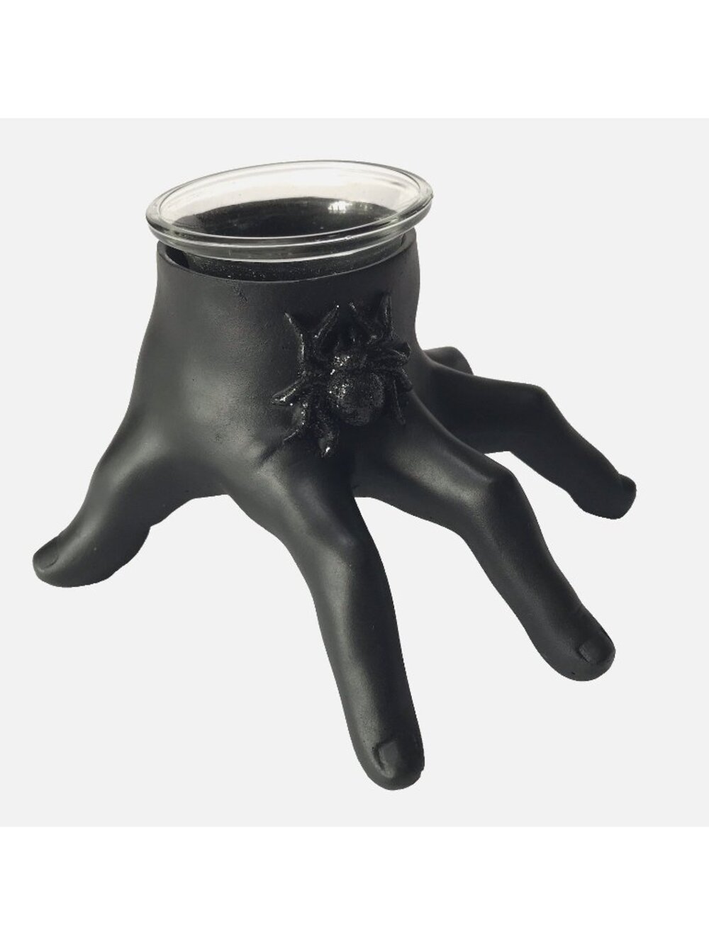 Halloween Candle Holder Spooky Black Hand Tea Light Goth Spider Witchy Decor
